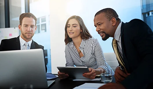 2 Lawyers Working Together On Computer And Tablet
