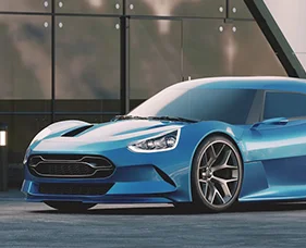 3 Blue Luxury Sports Car