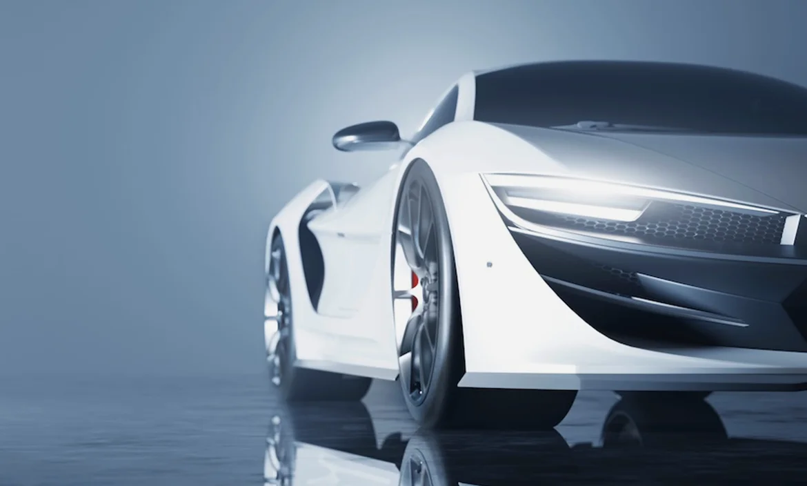 1 White Sports Car On Dark Gray Background Mobilewebp